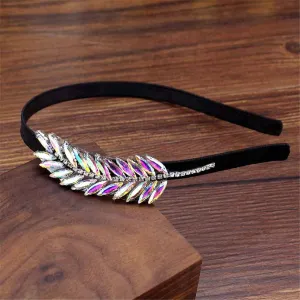 Youllyuu AB Crystal Leaf Hairband Rhinestone Headband Hair Accessories For Women Girls
