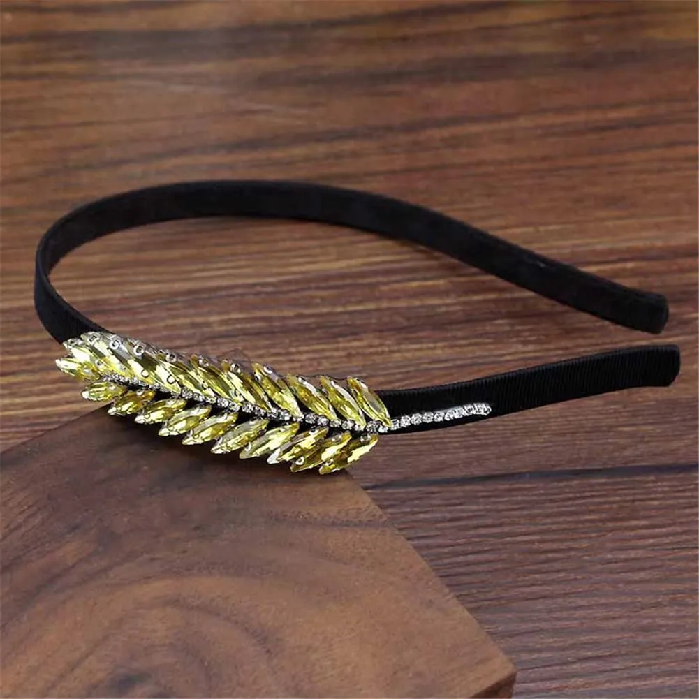 Youllyuu AB Crystal Leaf Hairband Rhinestone Headband Hair Accessories For Women Girls