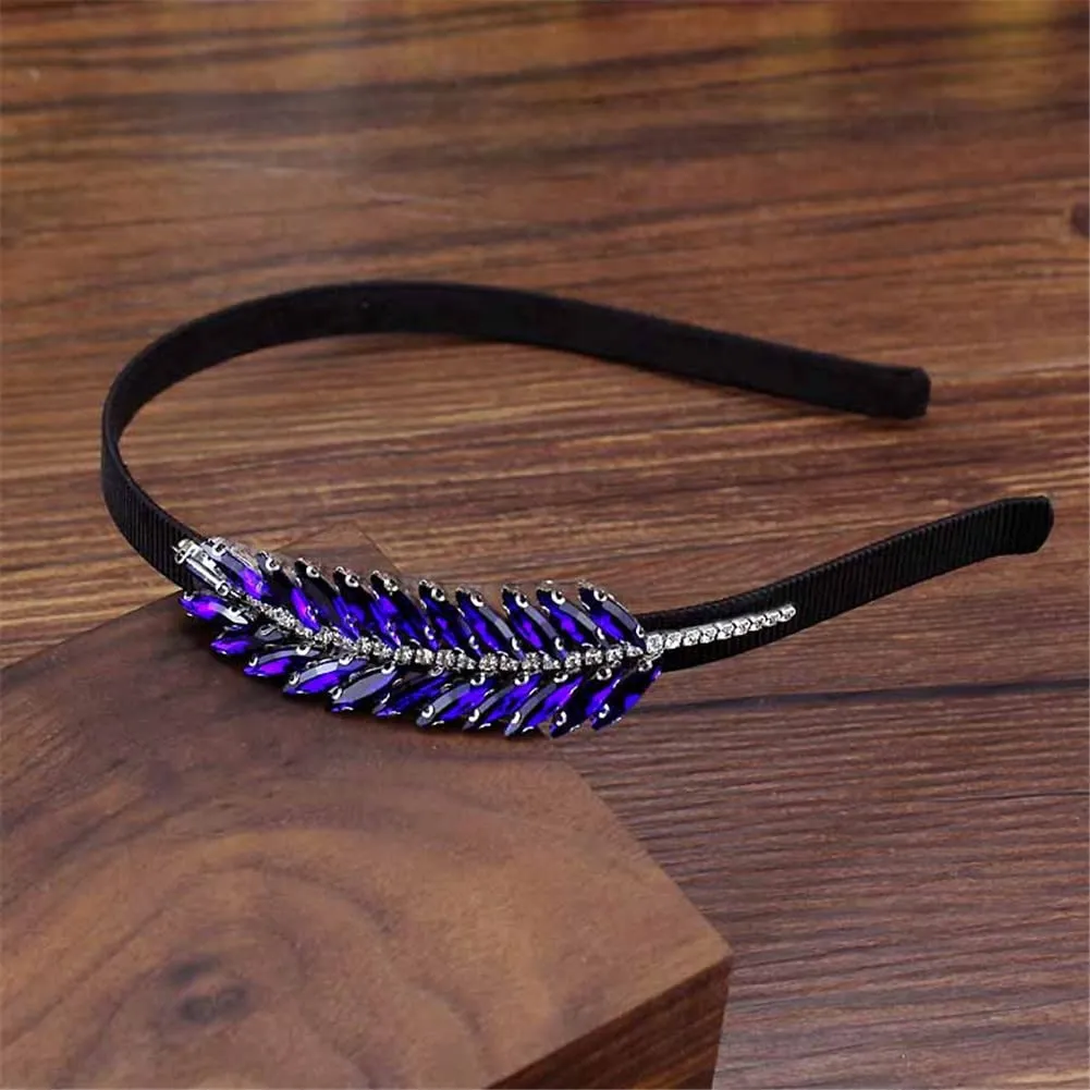 Youllyuu AB Crystal Leaf Hairband Rhinestone Headband Hair Accessories For Women Girls