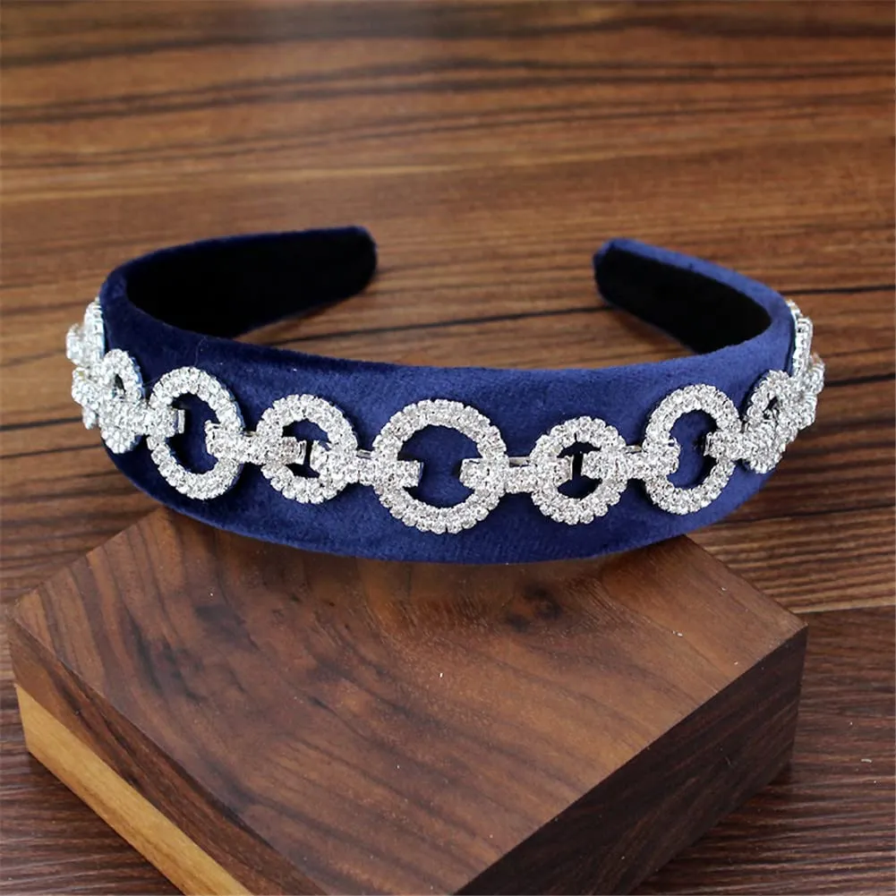 Youllyuu Round Crystal Hairbands Wide Sparkly Rhinestone Headband Wedding Hair Jewelry For Women