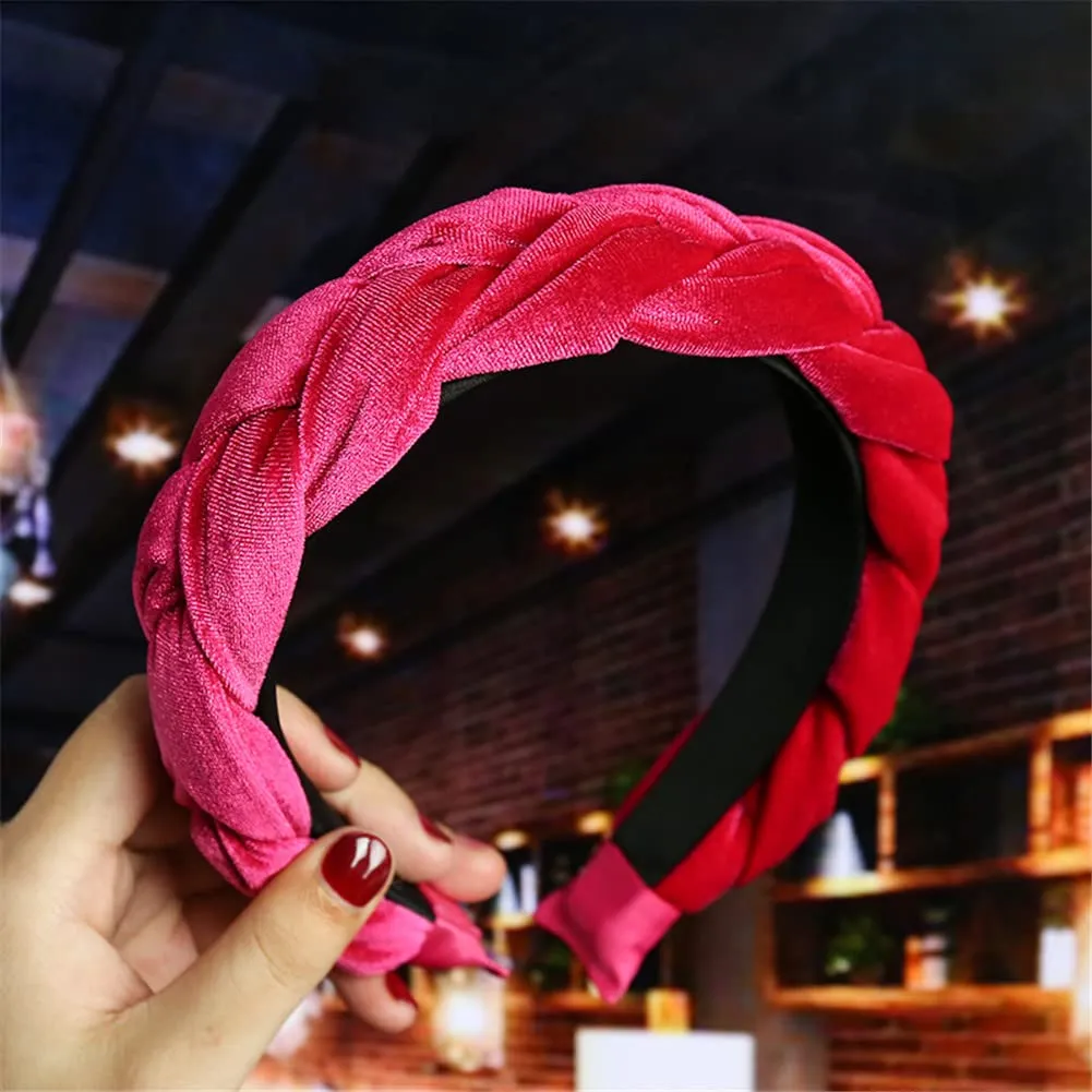 Youllyuu Wide Hair Accessories Velour Hairbands Braided Headband Women Hair Hoop Bands Girls Headdress
