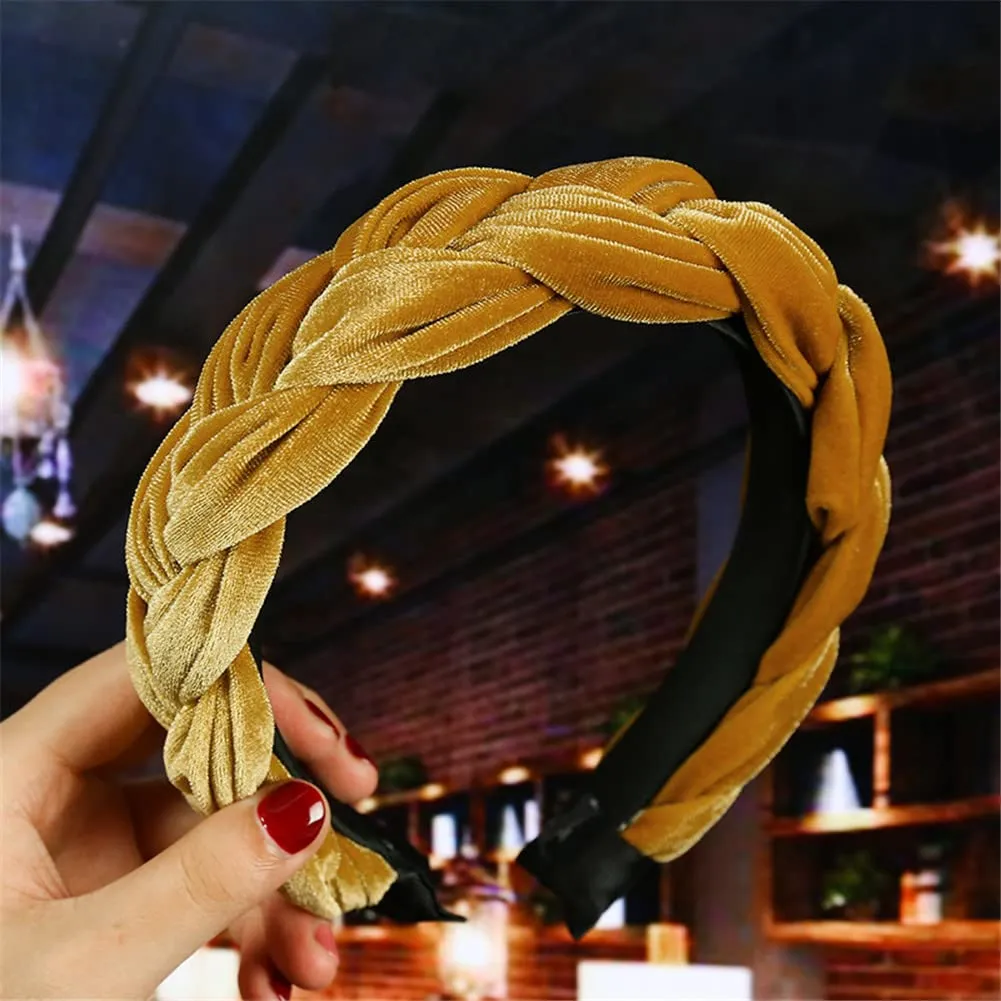 Youllyuu Wide Hair Accessories Velour Hairbands Braided Headband Women Hair Hoop Bands Girls Headdress