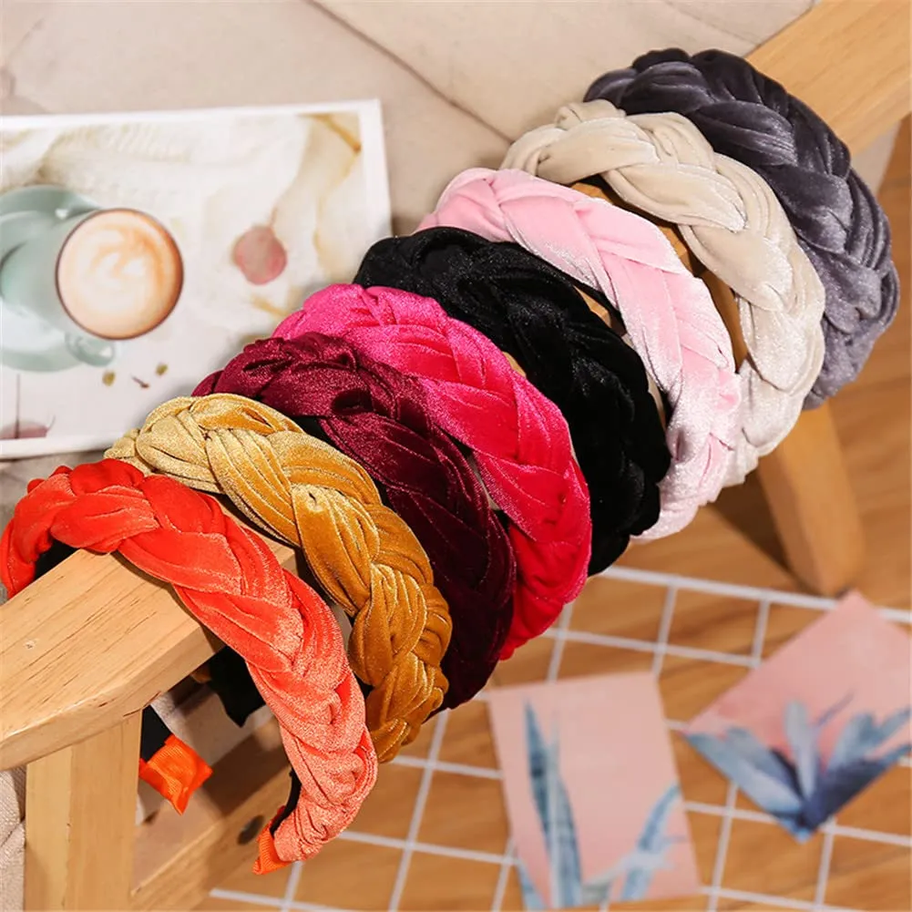 Youllyuu Wide Hair Accessories Velour Hairbands Braided Headband Women Hair Hoop Bands Girls Headdress