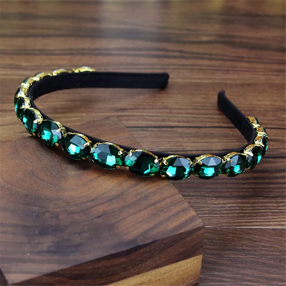 Youllyuu Women Geometry Colorful Crystals Headbands Rhinestone Diamante Hairband Wedding Party Hair Accessories