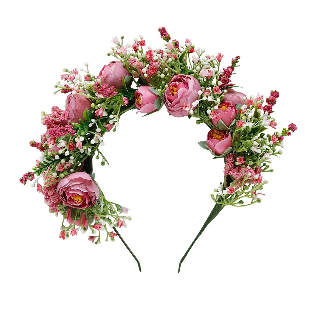 zenaya flower crown - pink peonies